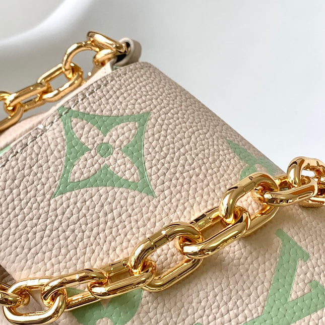 FAVORITE BAG 24 IN BEIGE MIX GREEN MONOGRAM SOFT GRAINED COWHIDE