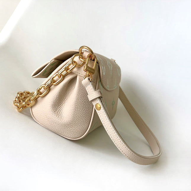 FAVORITE BAG 24 IN BEIGE MIX GREEN MONOGRAM SOFT GRAINED COWHIDE
