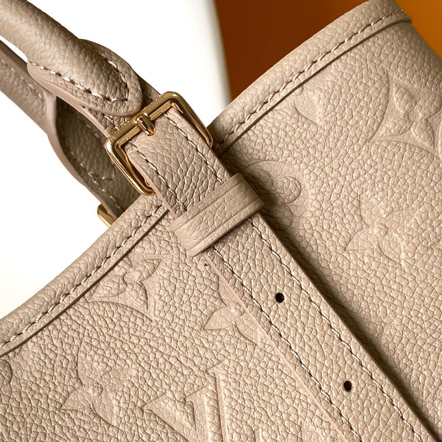 LV 25S BABYLONE TOTE BAG 32 IN TOURTERELLE GREY CALFSKIN GOLD HARDWARE