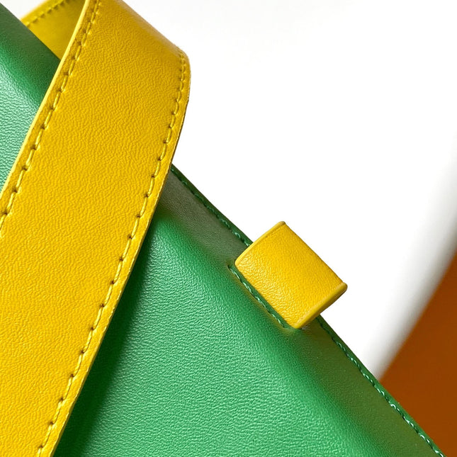 SHOPPER BAG 23 IN GREEN YELLOW CALFSKIN EMBROIDERED LOGO