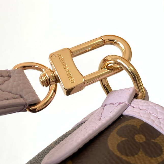 LV 25S NEVERFULL BANDOULIÈRE INSIDE OUT BB 31 IN LIGHT PURPLE AND BROWN CALFSKIN