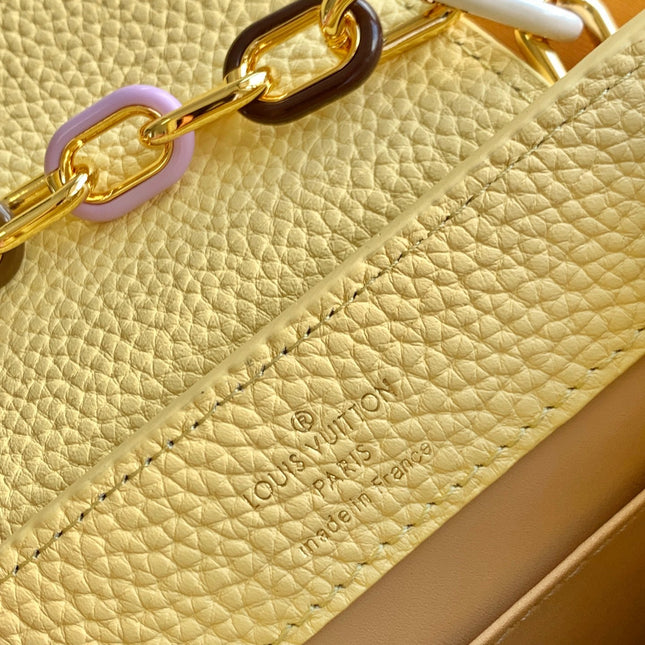 LV 25S CAPUCINES BAG 21 IN YELLOW CALFSKIN GOLD HARDWARE