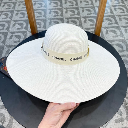 WIDE BRIM STRAW HAT WHITE 672707