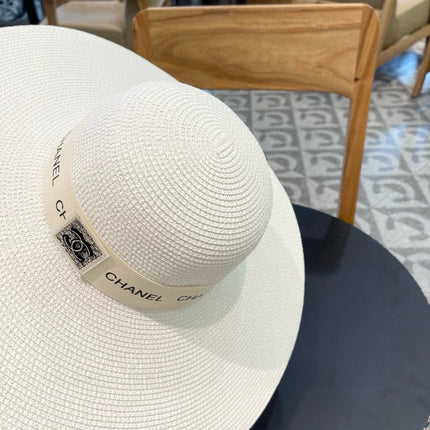 WIDE BRIM STRAW HAT WHITE 672707