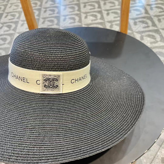 WIDE BRIM STRAW HAT BLACK 672709