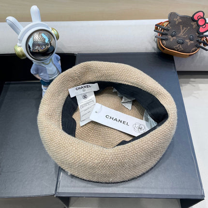 BERET HAT IN ECRU TAN COTTON AND LINEN 417834