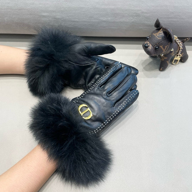 TOUCHSCREEN GLOVES IN BLACK SHEEPSKIN AND FOX FUR 423400