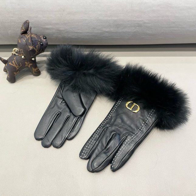 TOUCHSCREEN GLOVES IN BLACK SHEEPSKIN AND FOX FUR 423400