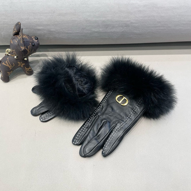 TOUCHSCREEN GLOVES IN BLACK SHEEPSKIN AND FOX FUR 423400