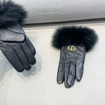 TOUCHSCREEN GLOVES IN BLACK SHEEPSKIN AND FOX FUR 423400