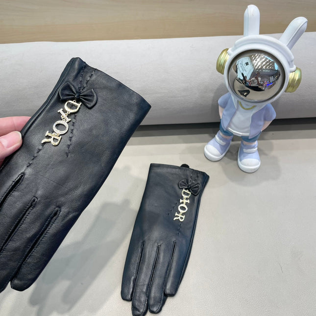 GLOVES WITH BOW IN BLACK LAMBSKIN 423411