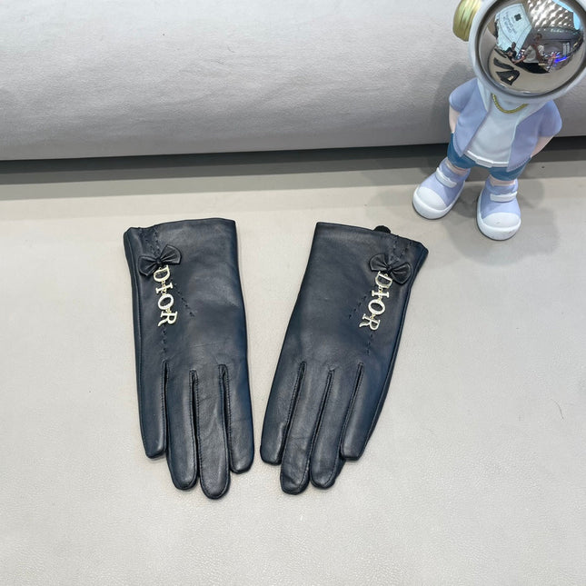 GLOVES WITH BOW IN BLACK LAMBSKIN 423411