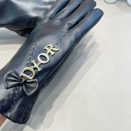 GLOVES WITH BOW IN BLACK LAMBSKIN 423411