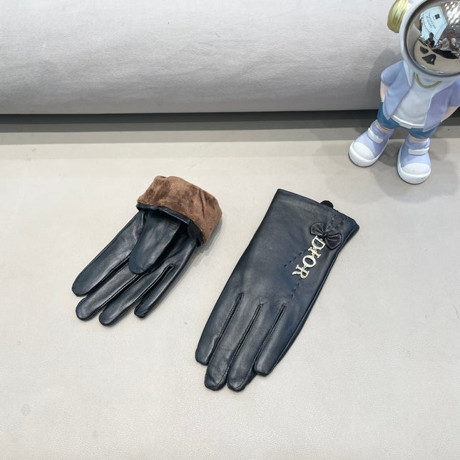 GLOVES WITH BOW IN BLACK LAMBSKIN 423411