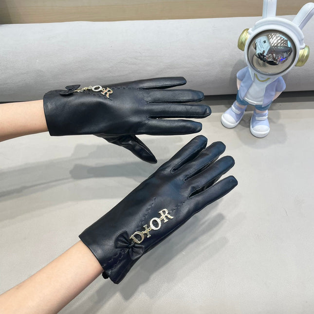 GLOVES WITH BOW IN BLACK LAMBSKIN 423411