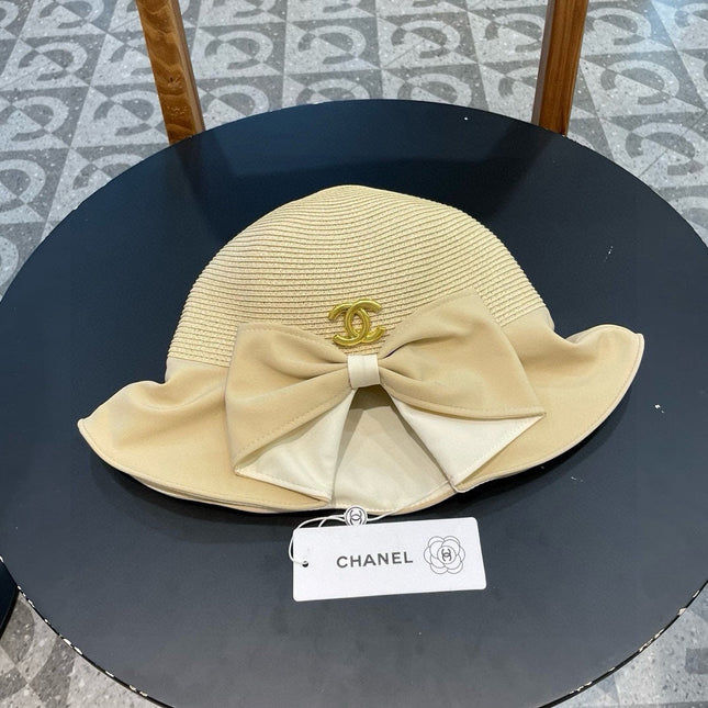 BOW BUCKET HAT IN EGG NOG BEIGE RAFFIA 426170
