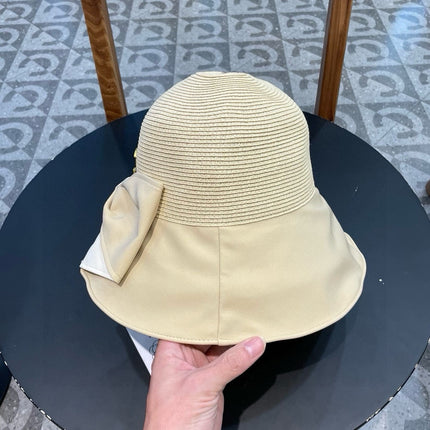 BOW BUCKET HAT IN EGG NOG BEIGE RAFFIA 426170