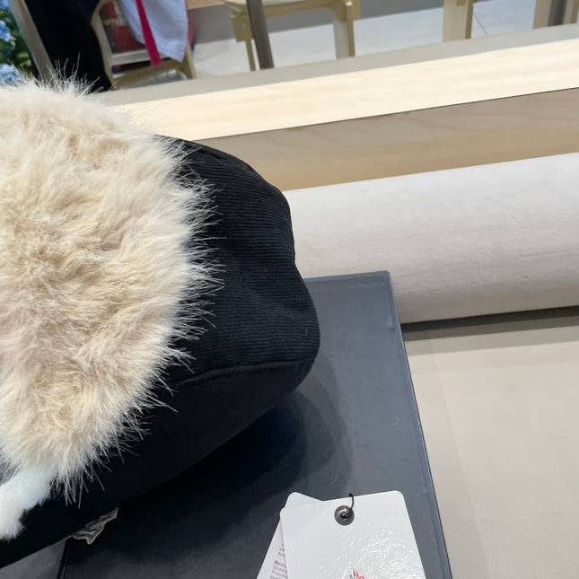 AVATOR HAT IN BLACK CORDUROY AND FLEECE-LINED 434984