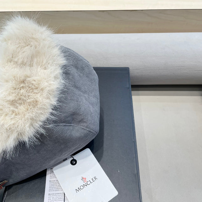 AVATOR HAT IN STEEL GRAY CORDUROY AND FLEECE-LINED 434983