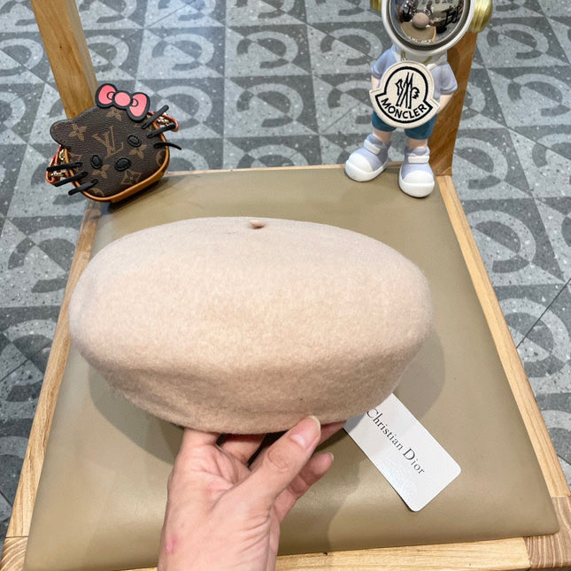 AUSTRALIAN BERET HAT IN LINEN BEIGE WOOL FELT 431715