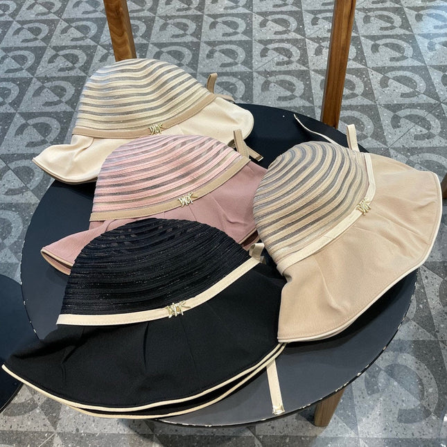 STRIPED BUCKET HAT IN WOOLLY BEIGE COTTON 434999
