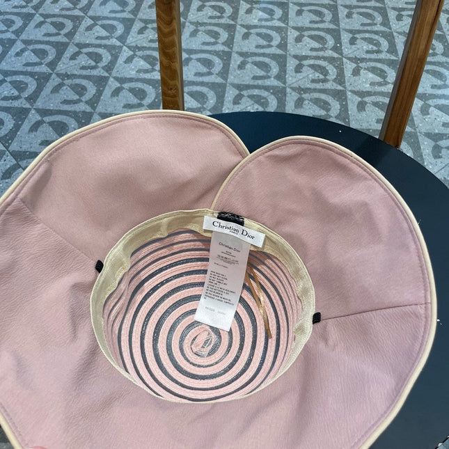 STRIPED BUCKET HAT IN WOOLLY BEIGE COTTON 434999