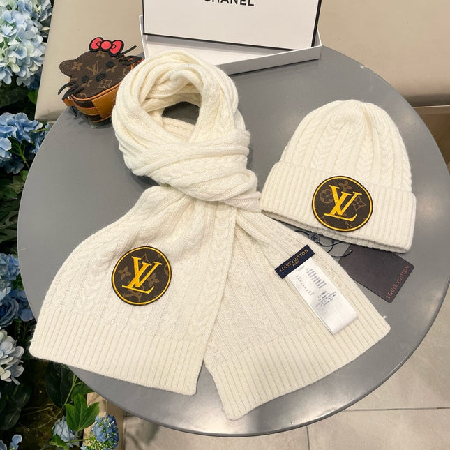SET SCARF AND HAT IN BEIGE WOOL 434611