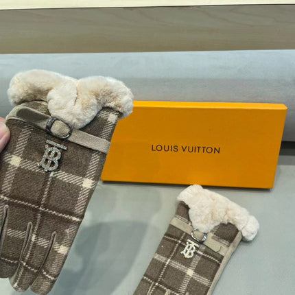 GLOVES IN MEDIUM BROWN WOOL WITH SHEARLING LINING 460068