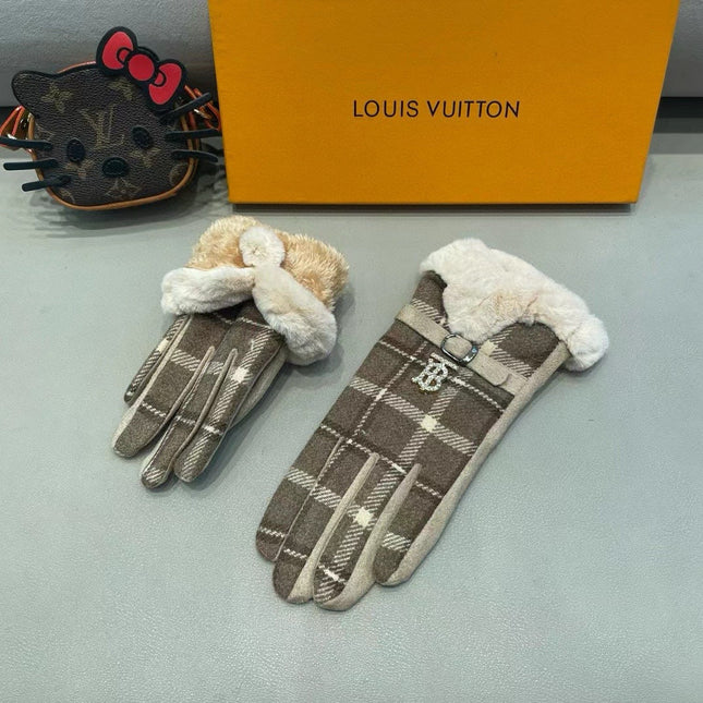 GLOVES IN MEDIUM BROWN WOOL WITH SHEARLING LINING 460068