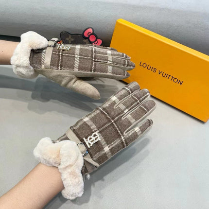 GLOVES IN MEDIUM BROWN WOOL WITH SHEARLING LINING 460068
