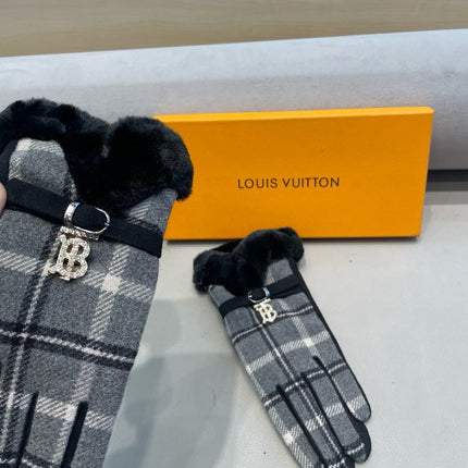 GLOVES IN DOVE GRAY WOOL WITH SHEARLING LINING 460069