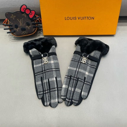 GLOVES IN DOVE GRAY WOOL WITH SHEARLING LINING 460069