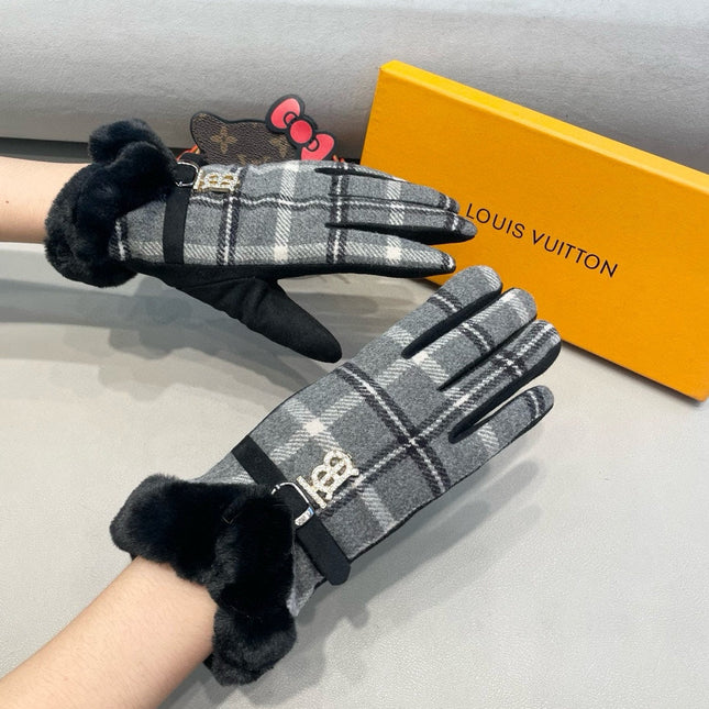 GLOVES IN DOVE GRAY WOOL WITH SHEARLING LINING 460069