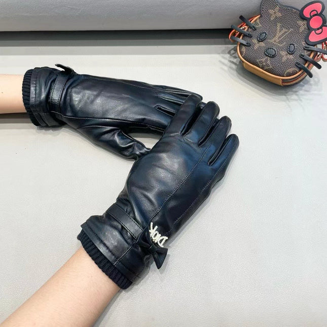 TOUCHSCREEN GLOVES IN BLACK LAMBSKIN MIX WOOL 462394