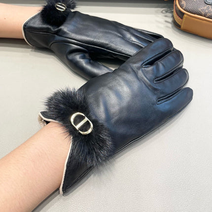 GLOVES IN BLACK LAMBSKIN WITH BOW RABBIT FUR 462401