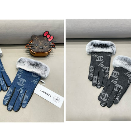 GLOVES IN BLACK DENIM AND CALFSKIN 463797