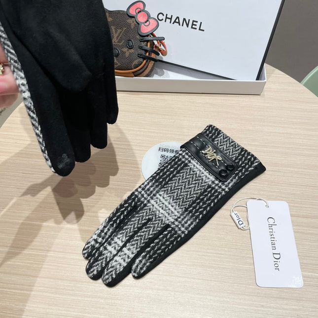 GLOVES IN BLACK MIX WHITE WOOL 463806