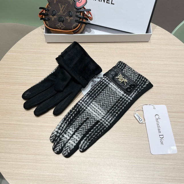 GLOVES IN BLACK MIX WHITE WOOL 463806