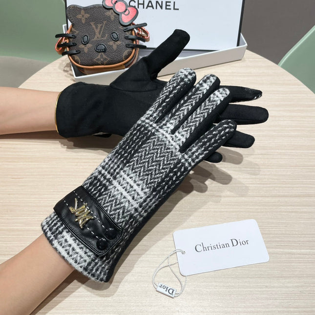 GLOVES IN BLACK MIX WHITE WOOL 463806