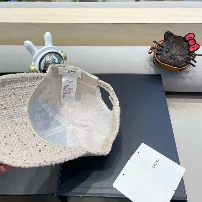 BASEBALL CAP MODEL 650506 IN BEIGE TEXTURED SPARKLE FABRIC