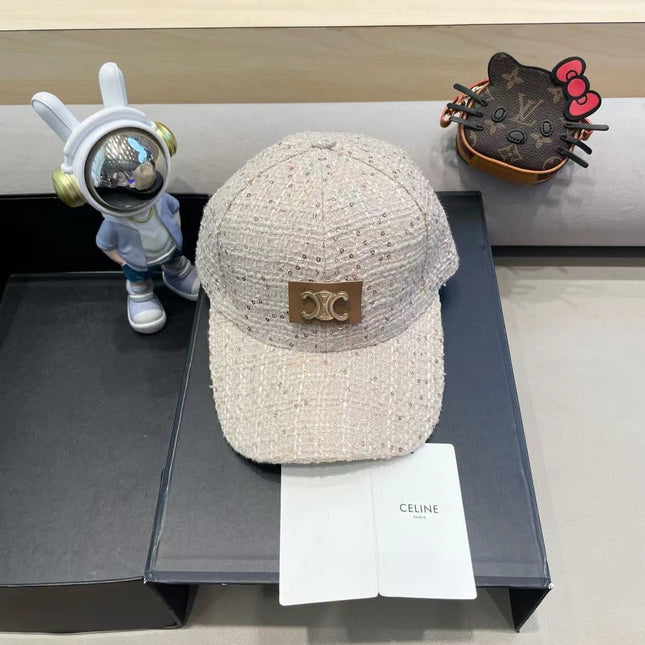 BASEBALL CAP MODEL 650506 IN BEIGE TEXTURED SPARKLE FABRIC