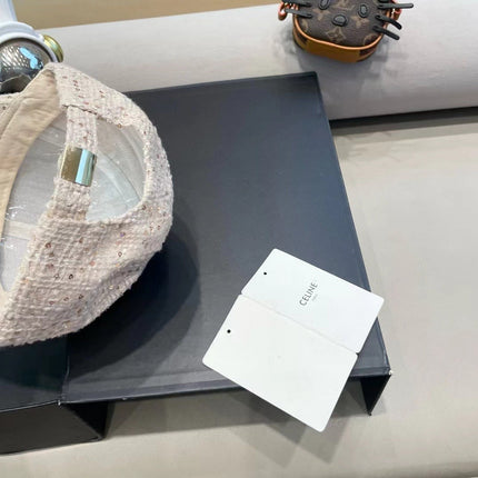 BASEBALL CAP MODEL 650506 IN BEIGE TEXTURED SPARKLE FABRIC