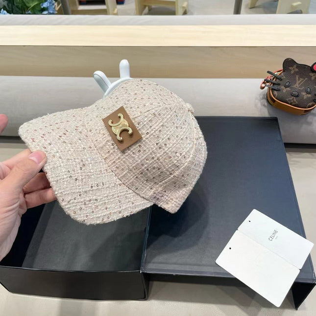 BASEBALL CAP MODEL 650506 IN BEIGE TEXTURED SPARKLE FABRIC