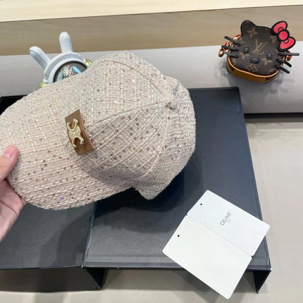 BASEBALL CAP MODEL 650506 IN BEIGE TEXTURED SPARKLE FABRIC