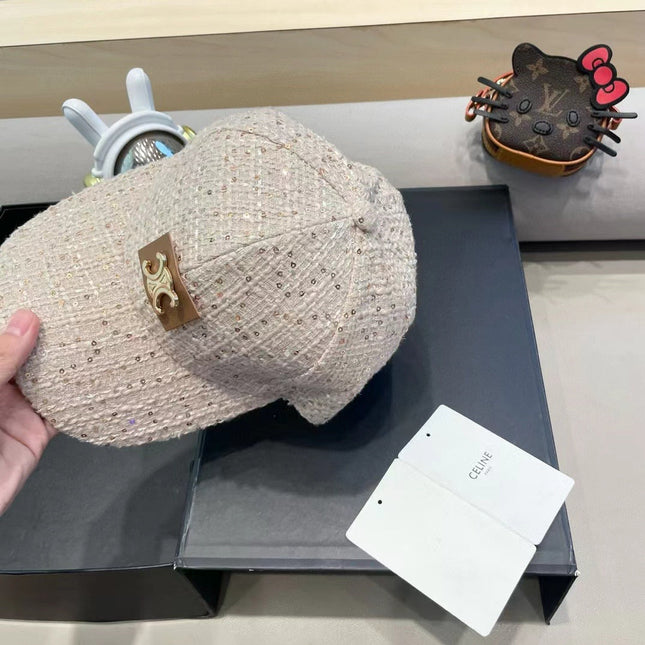 BASEBALL CAP MODEL 650506 IN BEIGE TEXTURED SPARKLE FABRIC