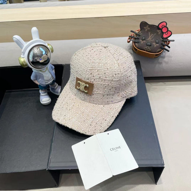 BASEBALL CAP MODEL 650506 IN BEIGE TEXTURED SPARKLE FABRIC