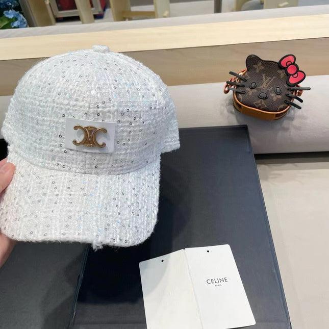 BASEBALL CAP MODEL 650507 IN WHITE TEXTURED SPARKLE FABRIC