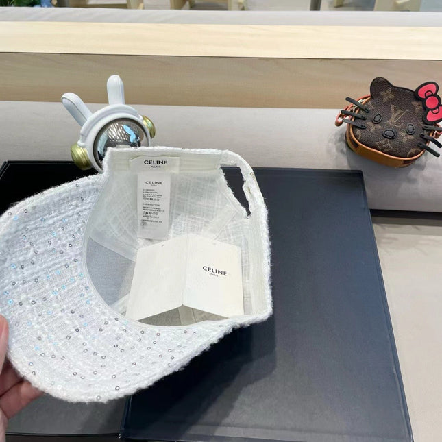 BASEBALL CAP MODEL 650507 IN WHITE TEXTURED SPARKLE FABRIC