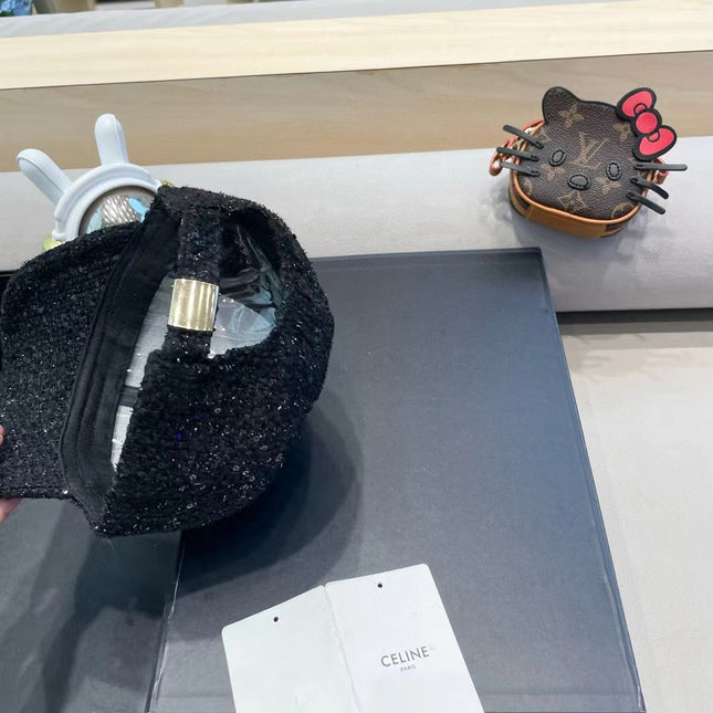 BASEBALL CAP MODEL 650508 IN BLACK TEXTURED SPARKLE FABRIC