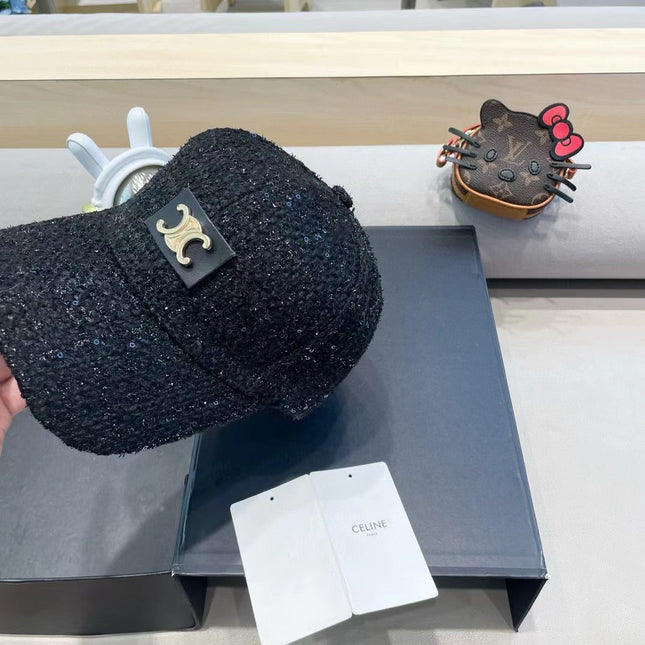 BASEBALL CAP MODEL 650508 IN BLACK TEXTURED SPARKLE FABRIC
